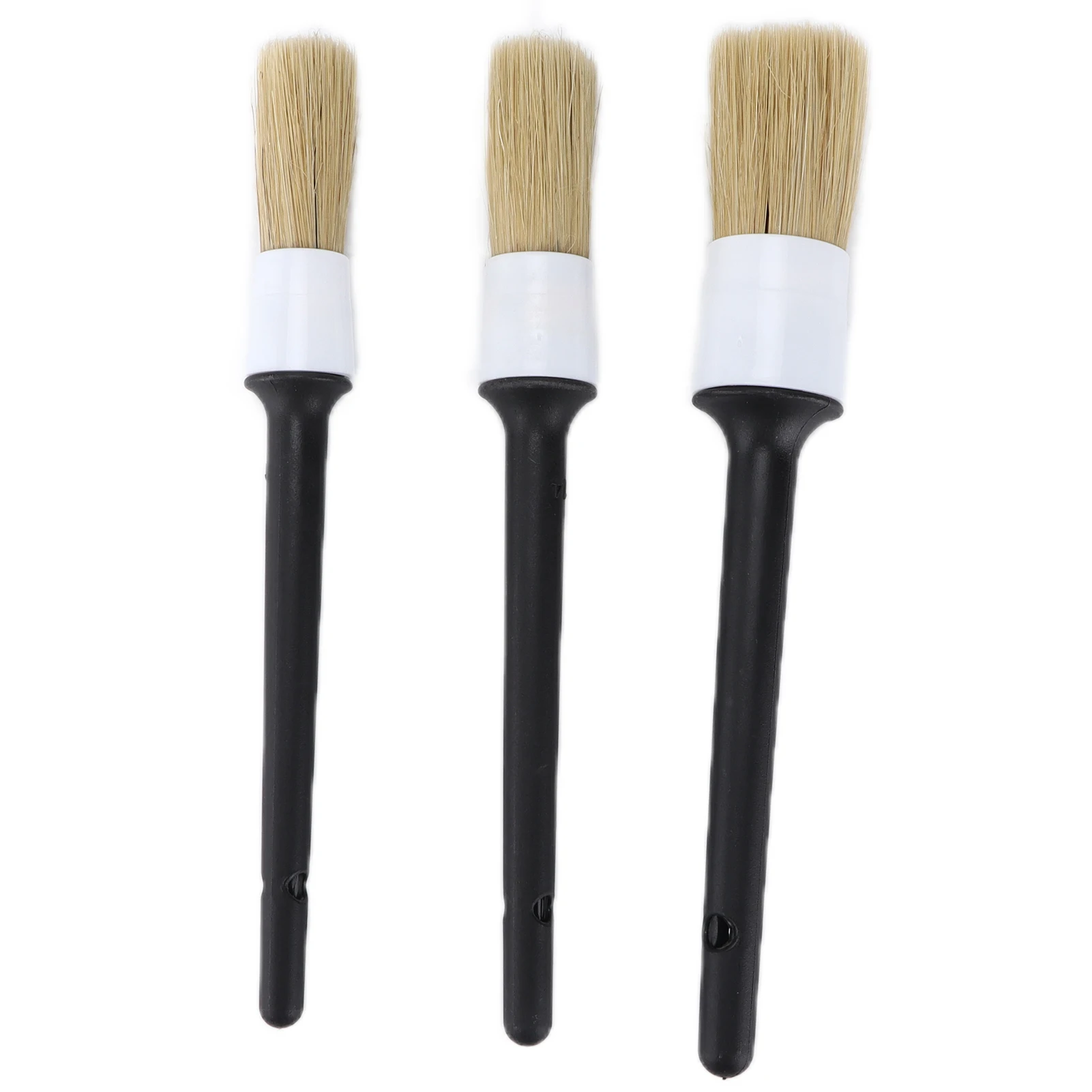 

3pcs Car Detailing Brush Kit Mixed Wild Boar Hair for Cleaning Wheel Gaps Grilles Internal Buttons Cup Holder