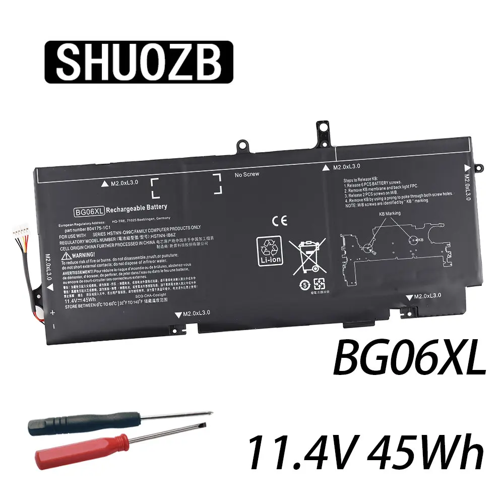 

Аккумулятор SHUOZB BG06XL для ноутбука HP EliteBook 1040 G3 P4P90PT HSTNN-Q99C 804175-1B1 804175-1C1 804175-181 11,4 в 45 Вт/ч