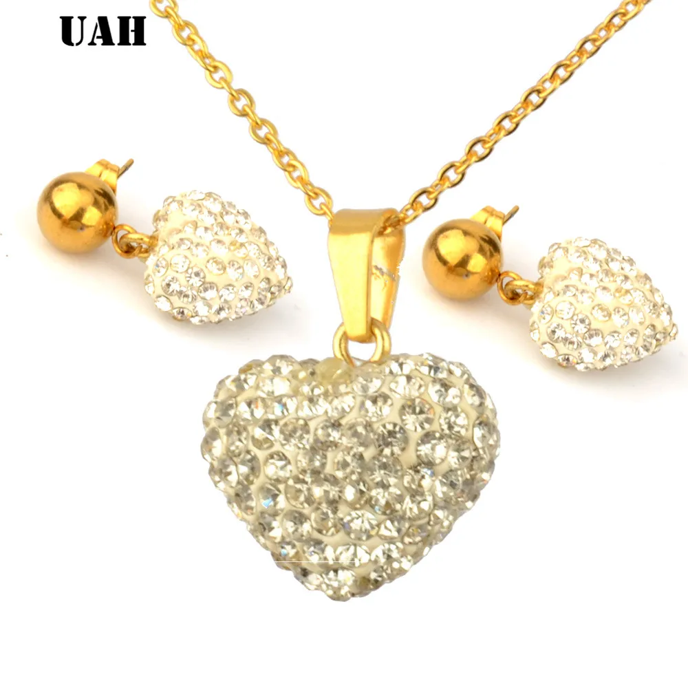UAH 2018 романтический кулон в форме сердца ожерелья комплект ювелирных изделий