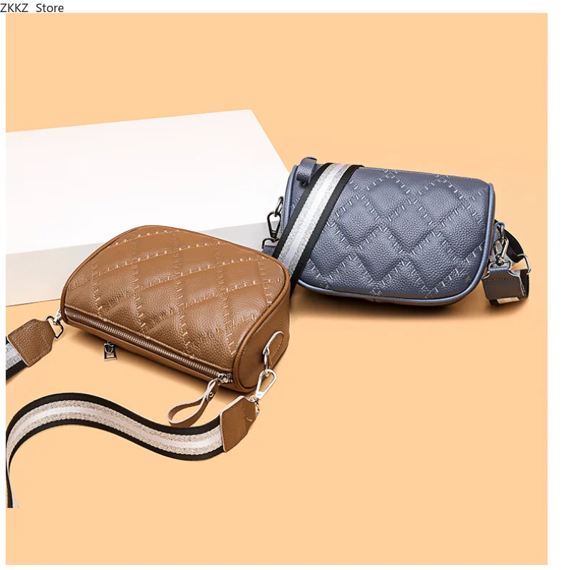 

Genuine Leather Women's Shoulder Bag 2023 New Simplicity Fashion Vintage Ringer Lattice Lady Crossbody Bag Small Square Bag