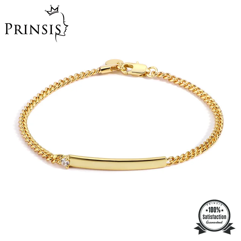 

PrinSis Fashion Gold Color Long Bar Charming Bracelet Women Girls Fashion Zircon Cuban Chain Bangle Bracelet Trendy Jewelry P149