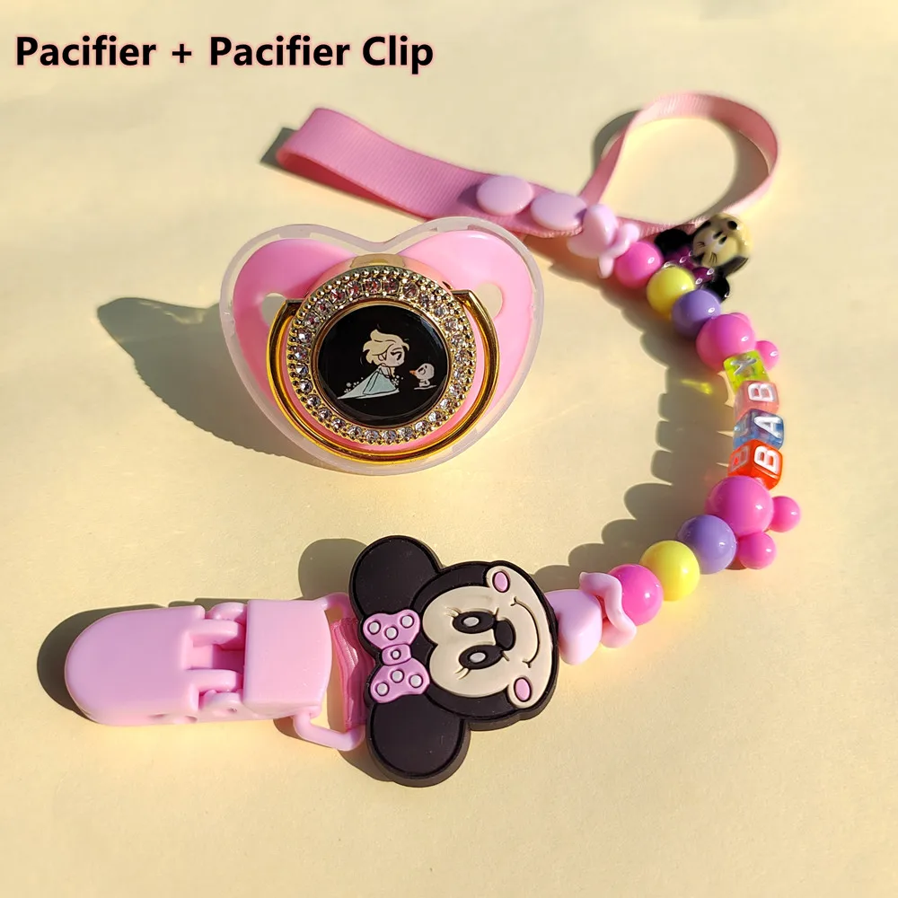 

Disney Deluxe Baby Pacifier Chain 0-24 Months Bling Multicolor Baby Pacifier Fake Nipples Baby Shower Gift for mother and kid