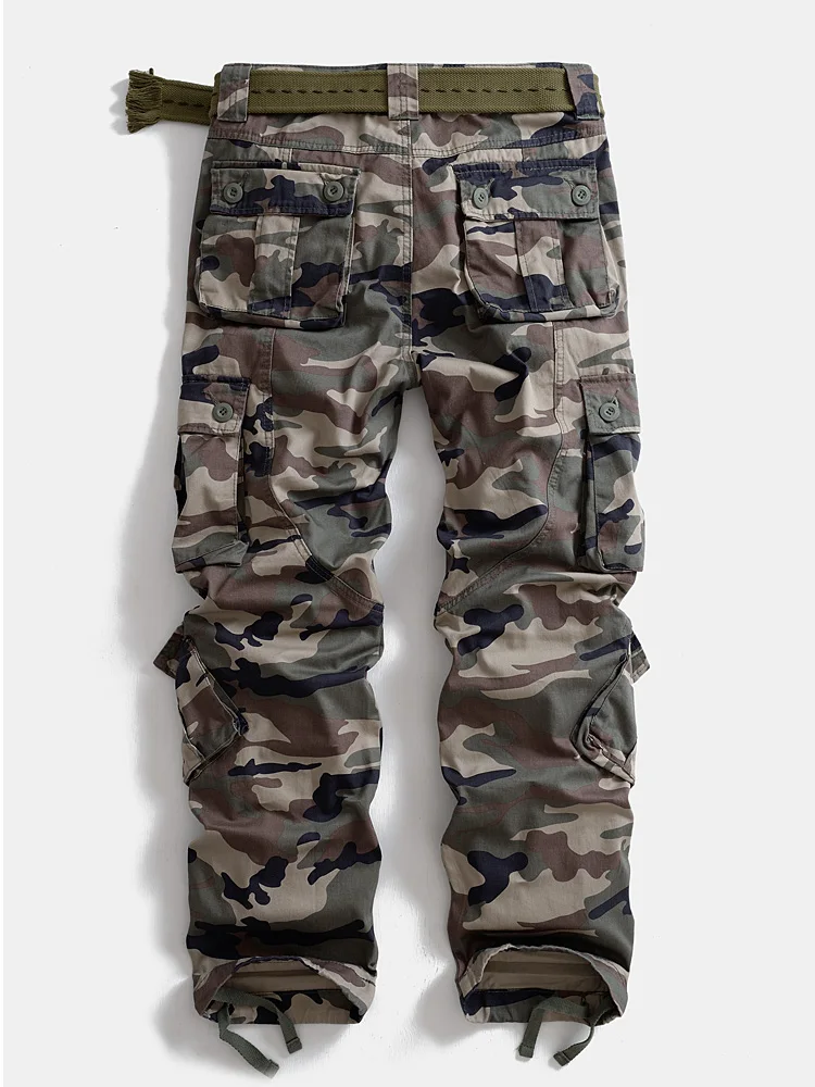 Heavy Camouflage Straight Men's Cotton Loose Hip Hop Overalls Casual Pants Multi-Pocket Outdoor Trousers Plus size