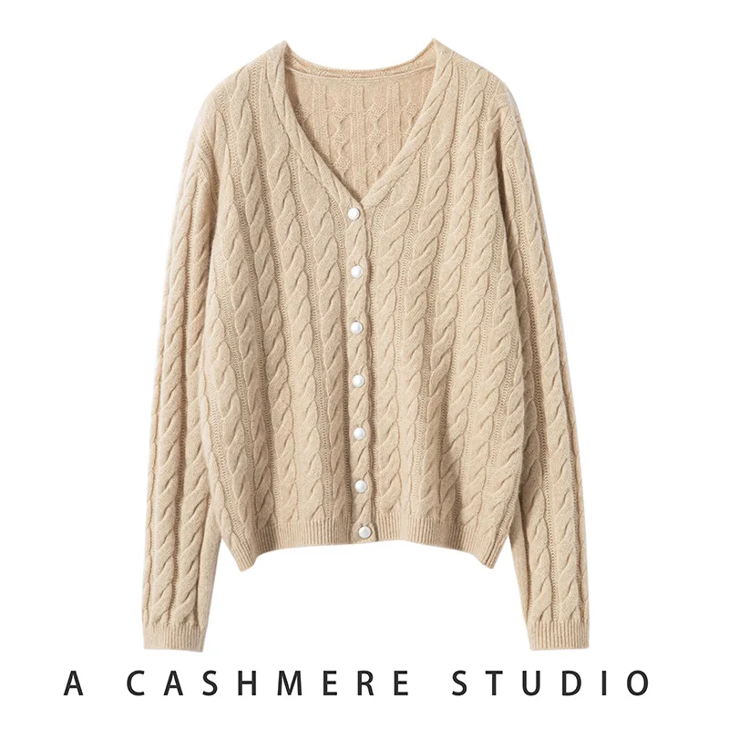 Мягкие кардиганы BirdTree из 100% чистого кашемира Женский вязаный жакет с V-образным