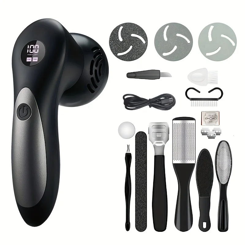 10 In 1 Callus Remover For Feet Rechargeable Foot Pedicure Tool File Care Kit With 3 Roller Heads