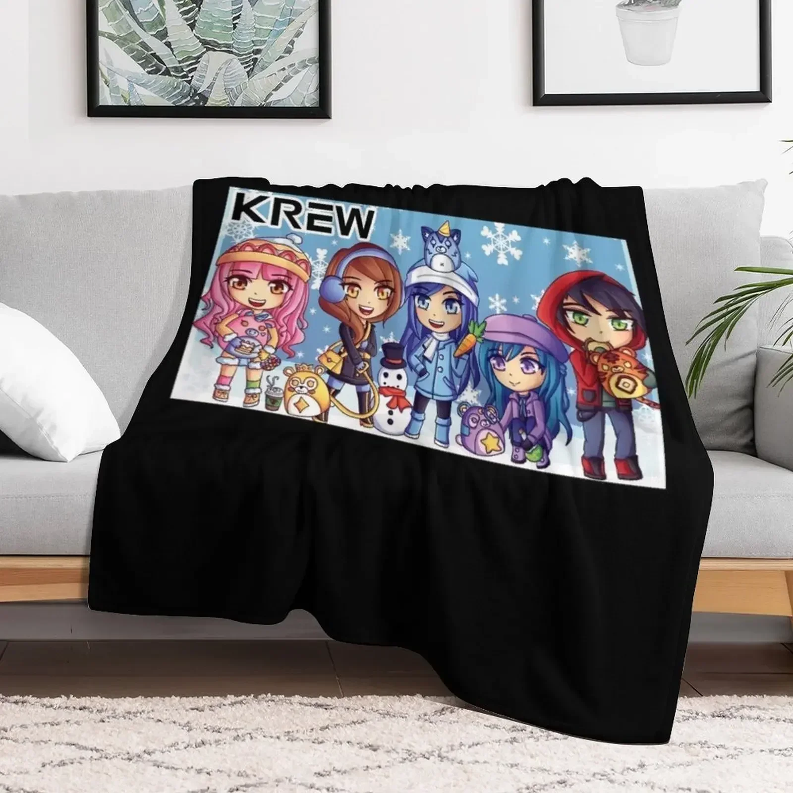 Фото Плед the krew, Funneh Plushy на самокате, стильный плед-накидка для дивана, для дома и гостиной №5
