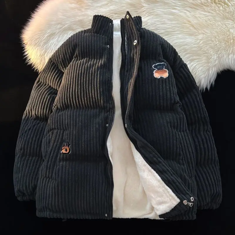Winter CoatCorduroy Cotton Jacket Men and Women Embroidery Outerwear Oversize Padded and Thickened Tops New Loose Warm