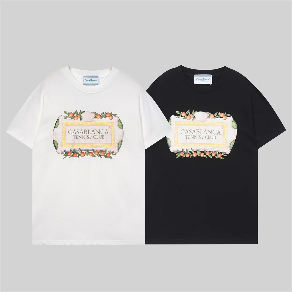 

Casablanca new city racing pattern letter logo print printed men's and women's casual loose short sleeve T-shirt
