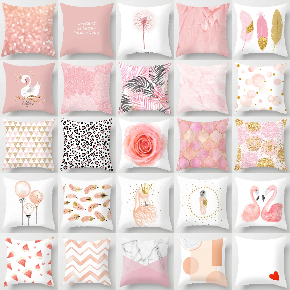 

Чехол для подушки с изображением лебедя и перьев