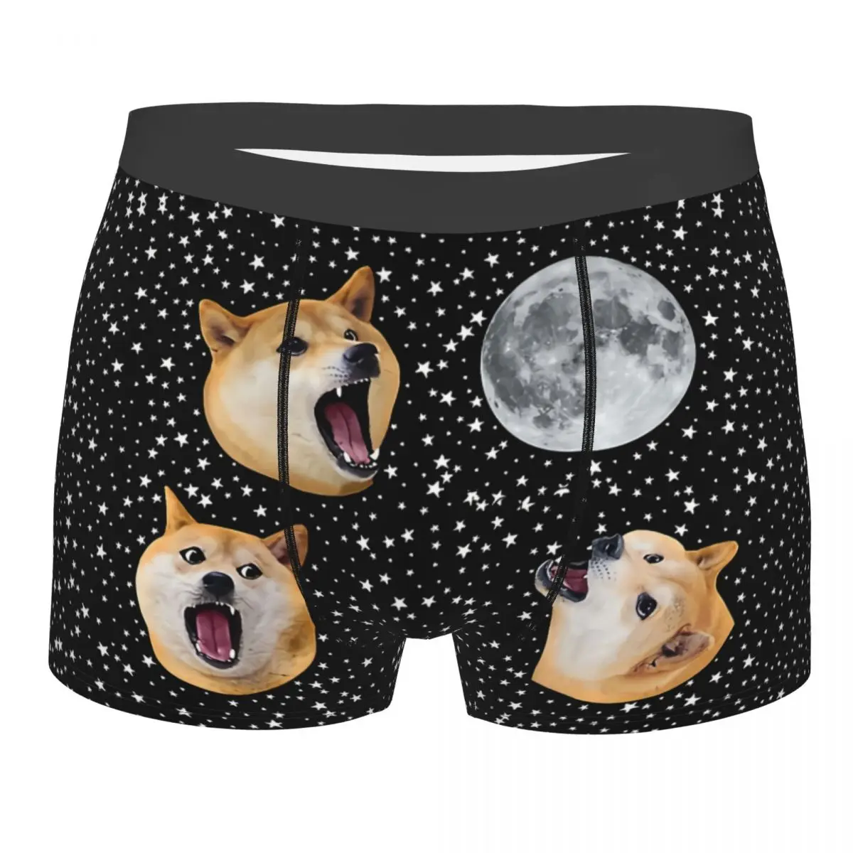 

Shiba Inu Three Doge Night Howling At The Moon Underpants Breathbale Panties Men's Underwear Comfortable Shorts Boxer Briefs