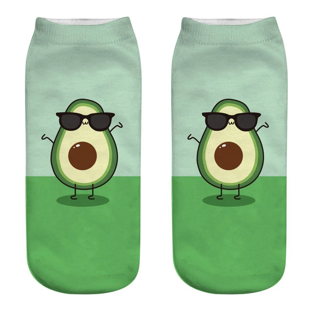 

1 Pair New Chic 3D Print Cartoon Happy Avocado Funny Fruit Women Socks Unisex Short Ankle Sox Art Novelty Gift Dropship