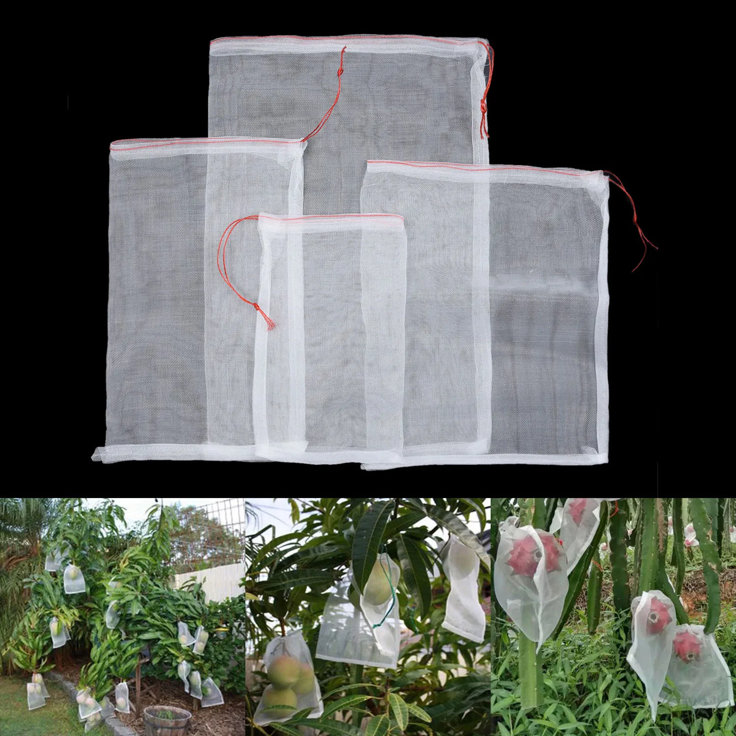 

50Pc Set Garden Plant Fruit Protect Drawstring Mesh Net Bag Nylon Anti Bird Netting Vegetable Plant Insert Protection Grow Mesh