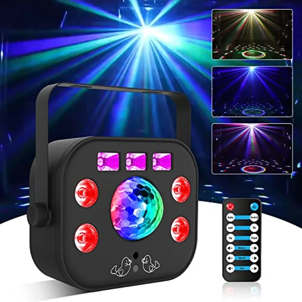 

Лазерный светильник 5 в 1, светодиодный праздвечерние чный сценический светильник, лазерные узоры, светодиодный волшебный шар RGBW, свадебная вечевечерние, парный УФ-Стробоскоп с черным светом