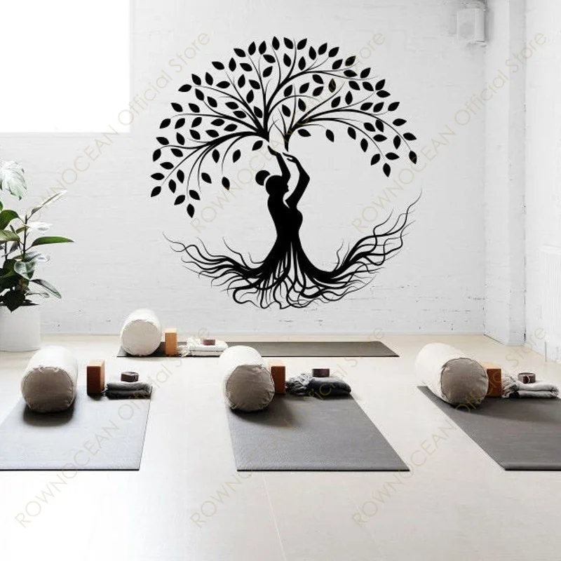 Creative Design Yoga Tree Wall Sticker Vinyl Home Decor Interior Room Studio Meditation Decals Removable Murals Poster 4904 |