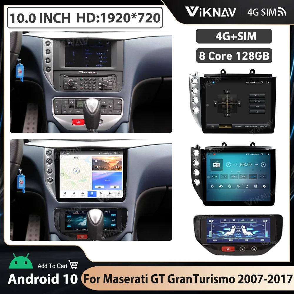 

Автомобильный радиоприемник Android10 для Maserati GT гранумо 2007-2017, мультимедийный проигрыватель, автомобильный GPS-навигатор, стереоприемник переменного тока