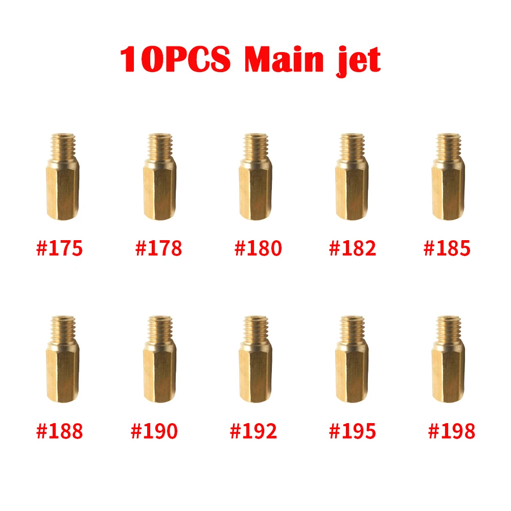 

10 шт., комплект насадок для главного карбюратора мотоцикла для Keihin FCR OKO KOSO PE PWK, шестигранный мотоциклетный главный жиклер