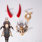 Парик аниме рога, 80 см, серебристо-красный