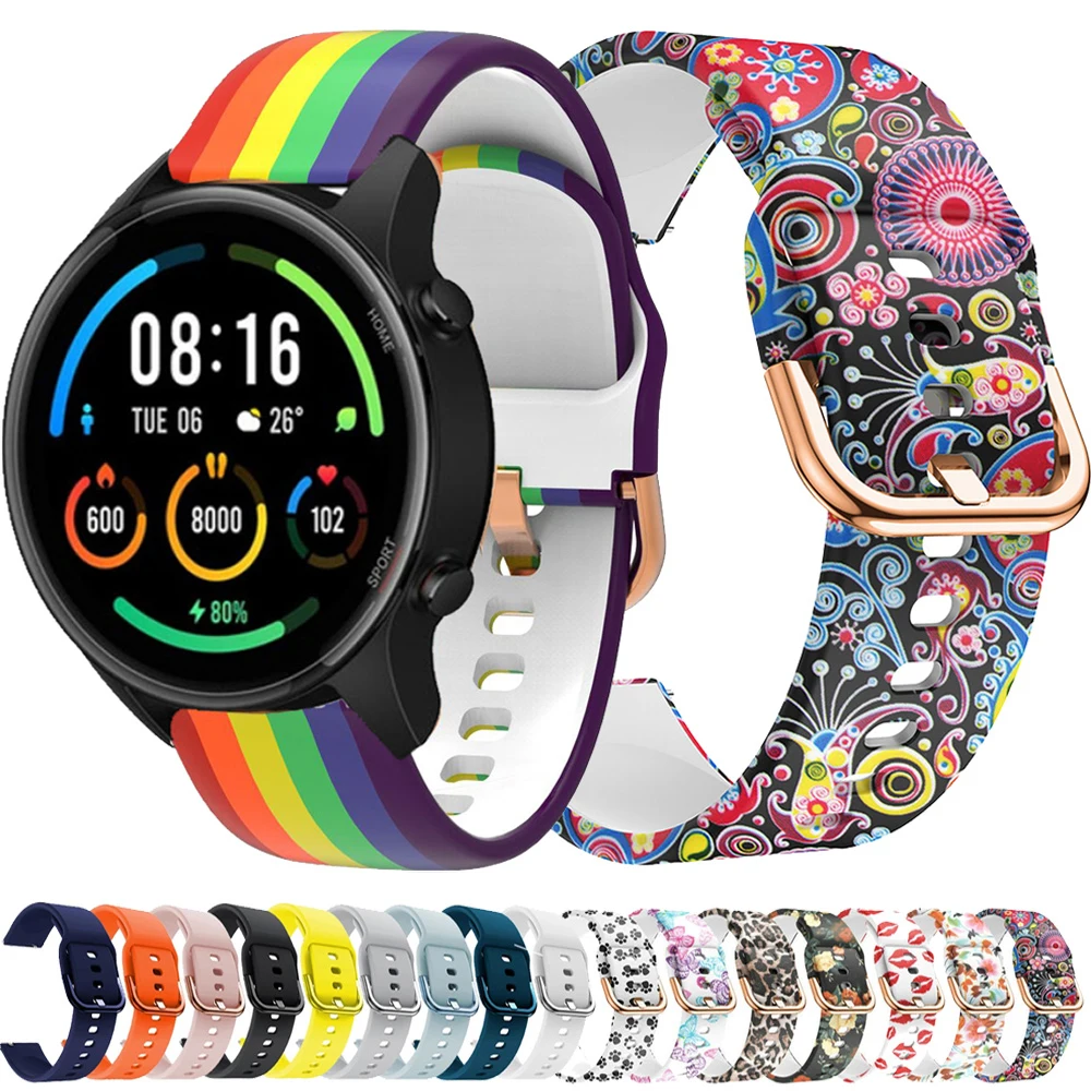 

22MM Printing Silicone Strap For Xiaomi Mi Watch Color 2 S1 Smart Watch Sport Bracelet For Amazfit GTR 2 47MM Stratos 3 2 Correa