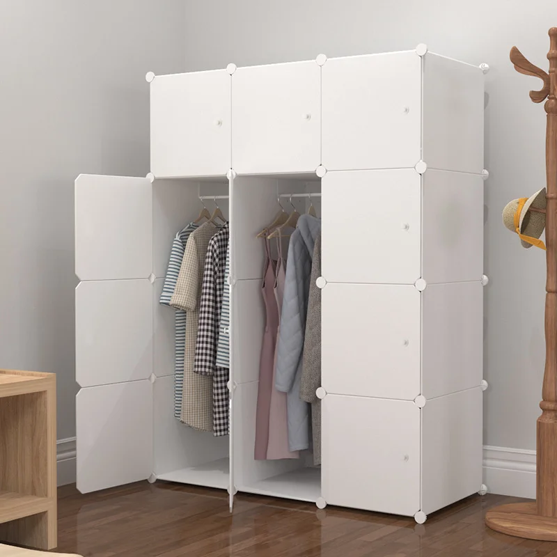 

Simple Wardrobe Closet Bedroom Storage Plastic Combination Clothing Cupboard Modern Economical Multipurpose Wardrobe