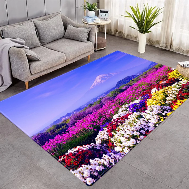 

3D Carpet Natural Scenery Printing Carpet Living Room Large Area Carpet Landscape Bedroom Anti-slip Mat Decoration Tapete Sala