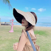 shell cap sunshade hat uv protection dual use hair hoop sun hat for women outdoor beach soft foldable wide brim bucket caps