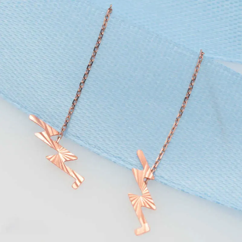 585 фиолетовые золотые Необычные Короткие серьги с покрытием из розового золота 14