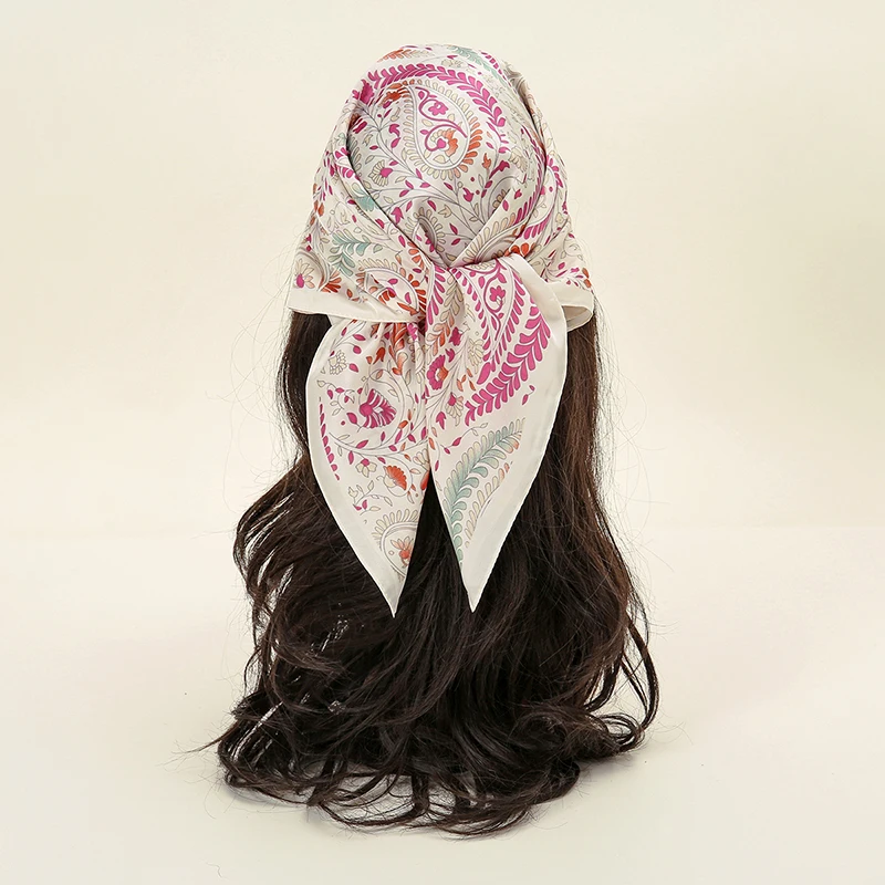 Женский квадратный шарф-повязка на голову из полиэстера