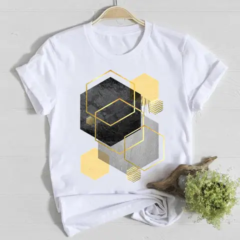 Clothes Fashion Tee Top Abstract Geometric 90s Shirt Lady Tshirt Summer Female T Women Short Sleeve Casual Graphic T-shirts