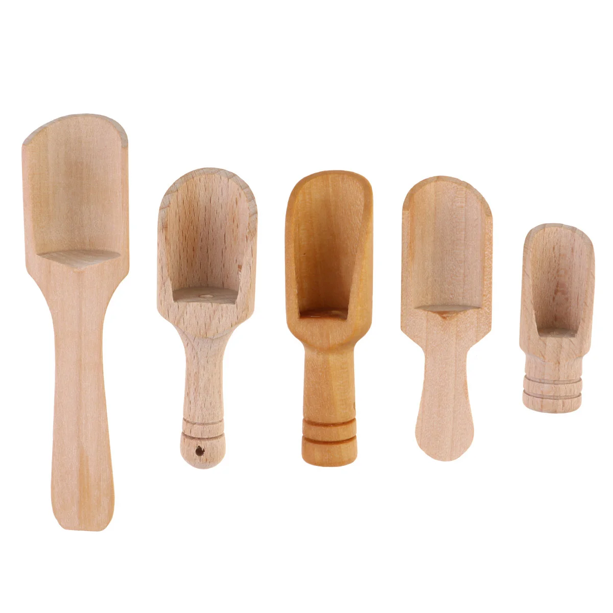 

Wooden Spoon Scoop Spoons Tea Mini Salt Scoops Wood Coffee Bath Sugar Candy Canisters Jars Teaware Bamboo Salts Flour