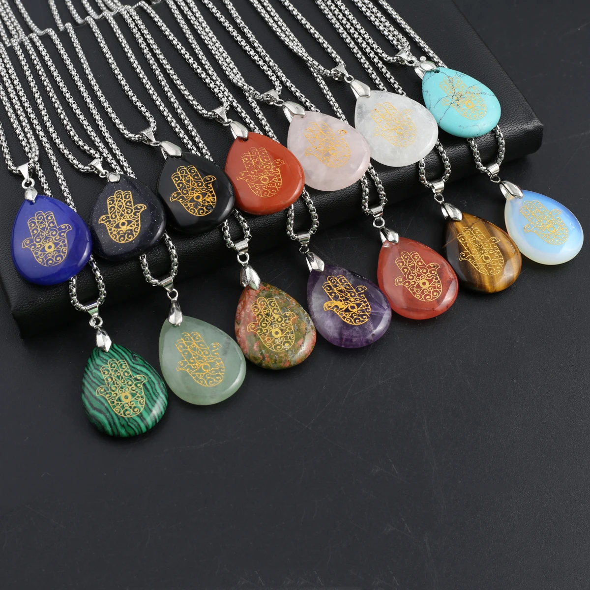 Ожерелье с подвеской из натурального камня чакры женское ожерелье рисунком