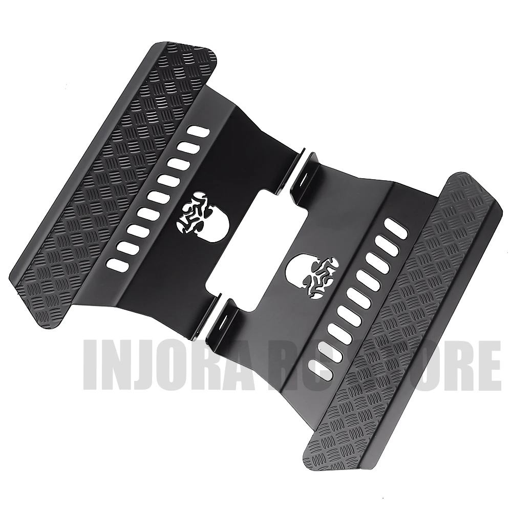 2PCS Black Metal Side Pedal Plate with Skull Pattern for 1/10 RC Crawler Axial SCX10 RC Crawler Car