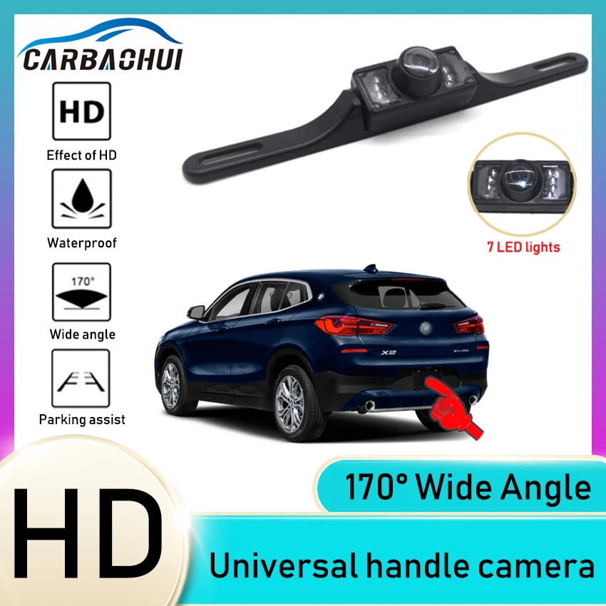 

7 LED 170 degrees Wide Angle Car License Plate Reaview Reverse Back up Night Vision HD CCD Camera Waterpoof Universal model