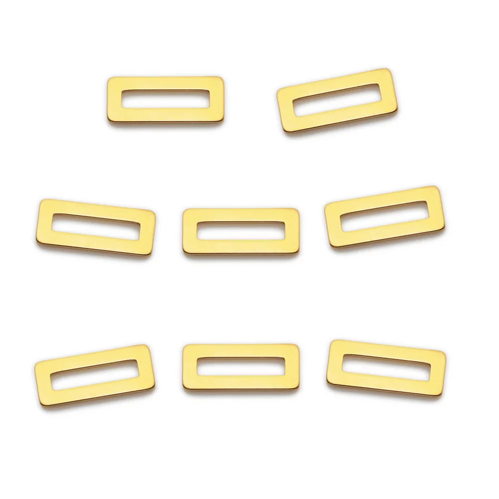 

5pc Vacuum Plating 201 Stainless Steel Linking Rings Laser Cut Rectangle Golden 20x8x1.5mm