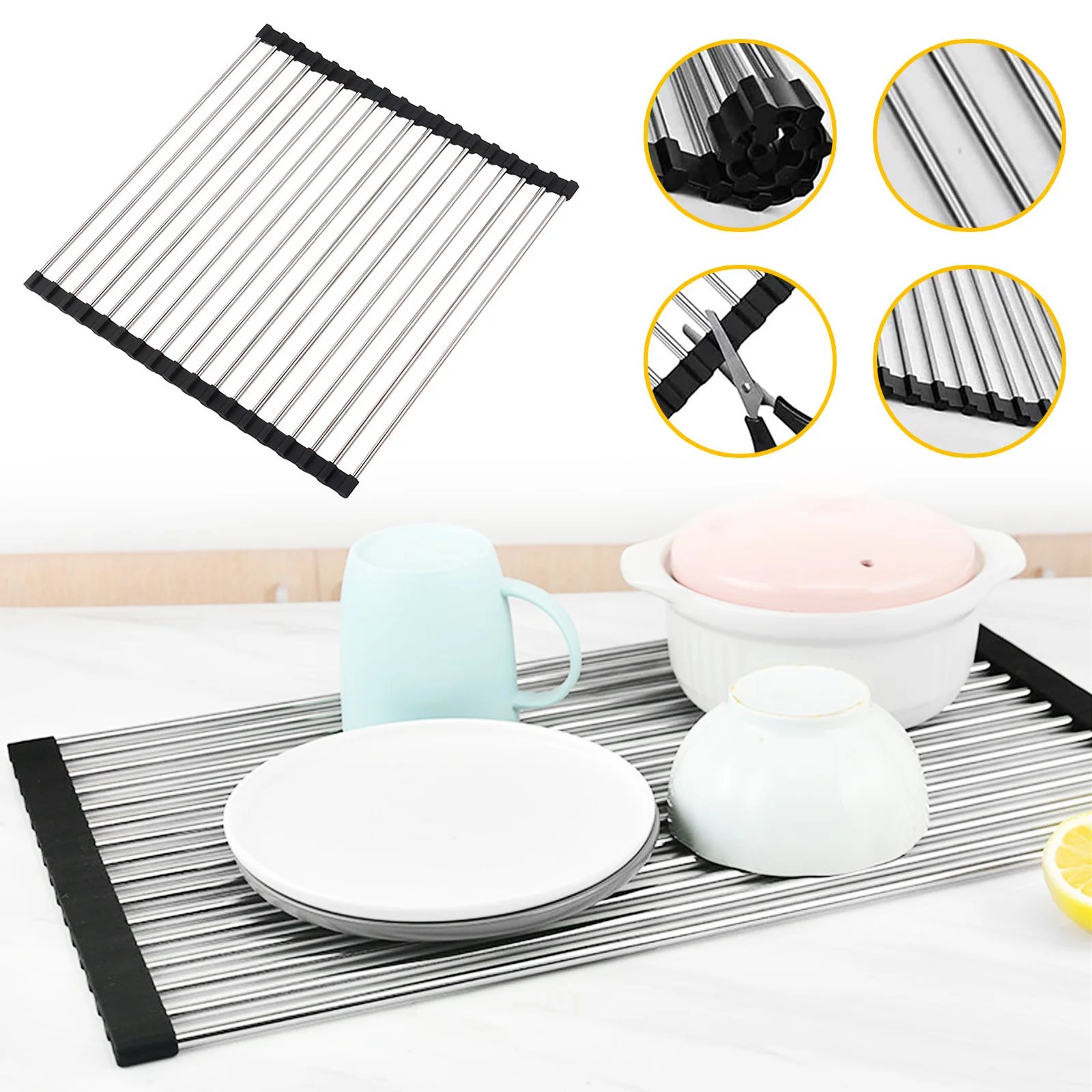 

Стойка для сушки посуды в рулоне над раковиной