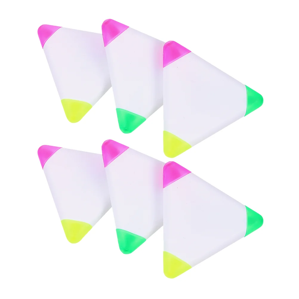 

6 Pcs Highlighter Color Pen Erasable Coloured Pencils Fluorescence Markers Creative Highlighters Plastic Triangle Child Liquid