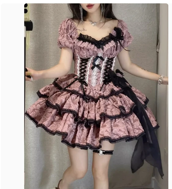 Оригинальное весенне-летнее платье в стиле &quotЛолита&quot женское приталенное