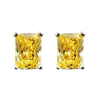 ly 925 sterling silver synthetic yellow crystal high quality zircon stud earrings for women dazzling cz stone original jewelry
