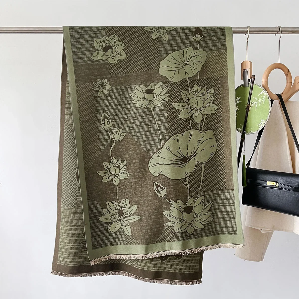 Женский Толстый Теплый Шарф В Стиле Ретро С Цветочным Принтом Кашемир Пашмина