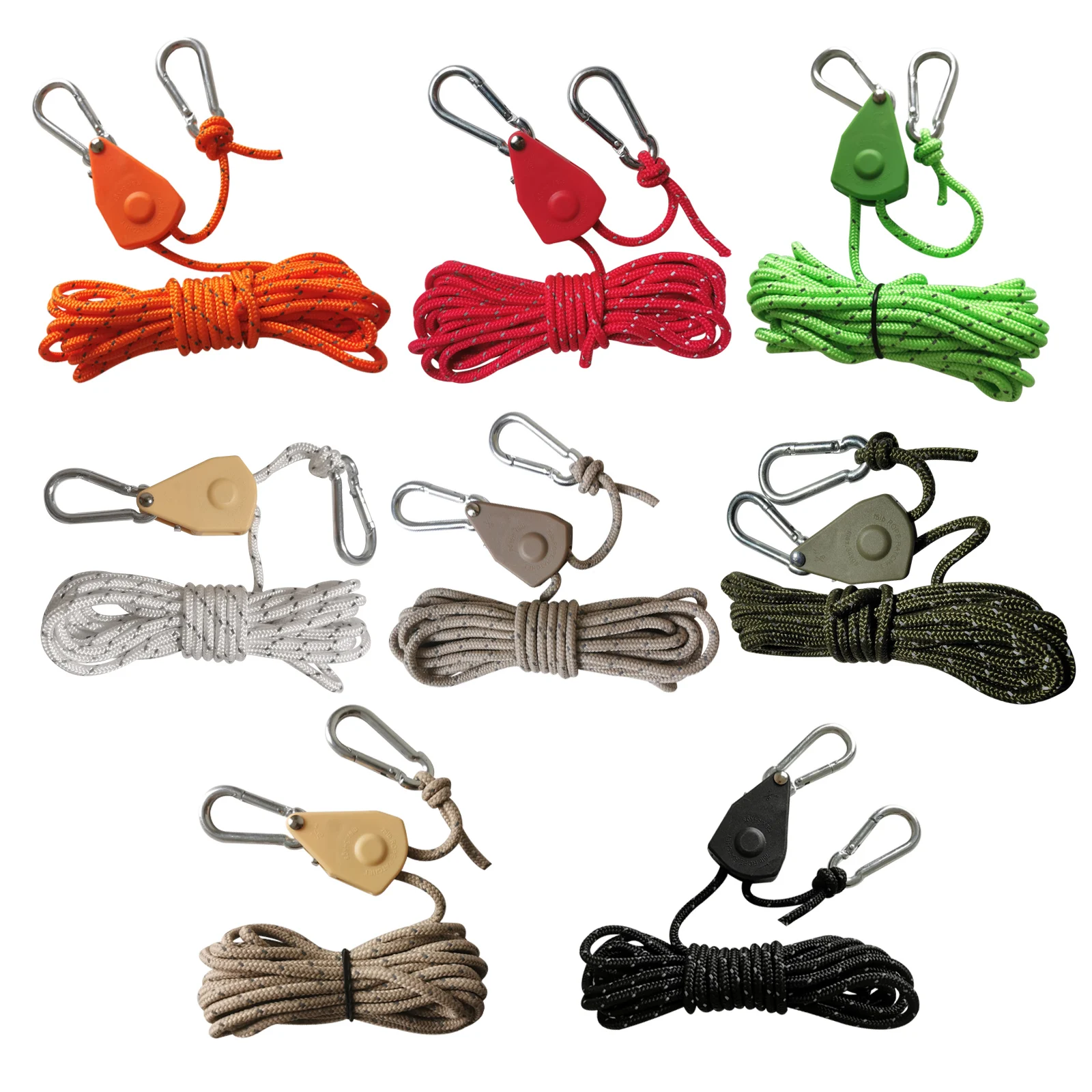 

4/5m Camping Rope Tent Adjustable Rope Fastener Fixed Buckle Pulley Tensioner Ratchet Hangers Lights Camping Awning Wind Rope
