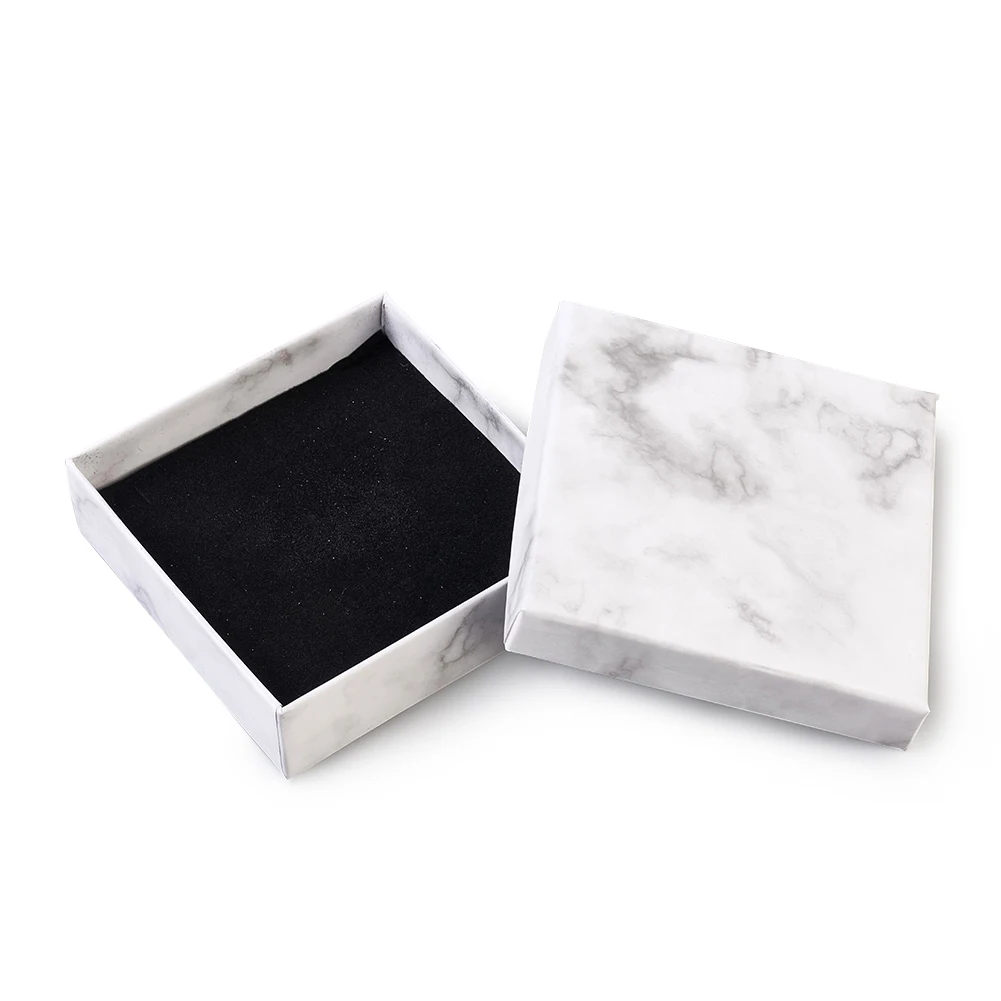 pandahall 18pcs 24pcs Cardboard Jewelry Set Bracelets Necklaces Ring Boxes Square Rectangle Kraft Cotton Filled Cardboard Paper