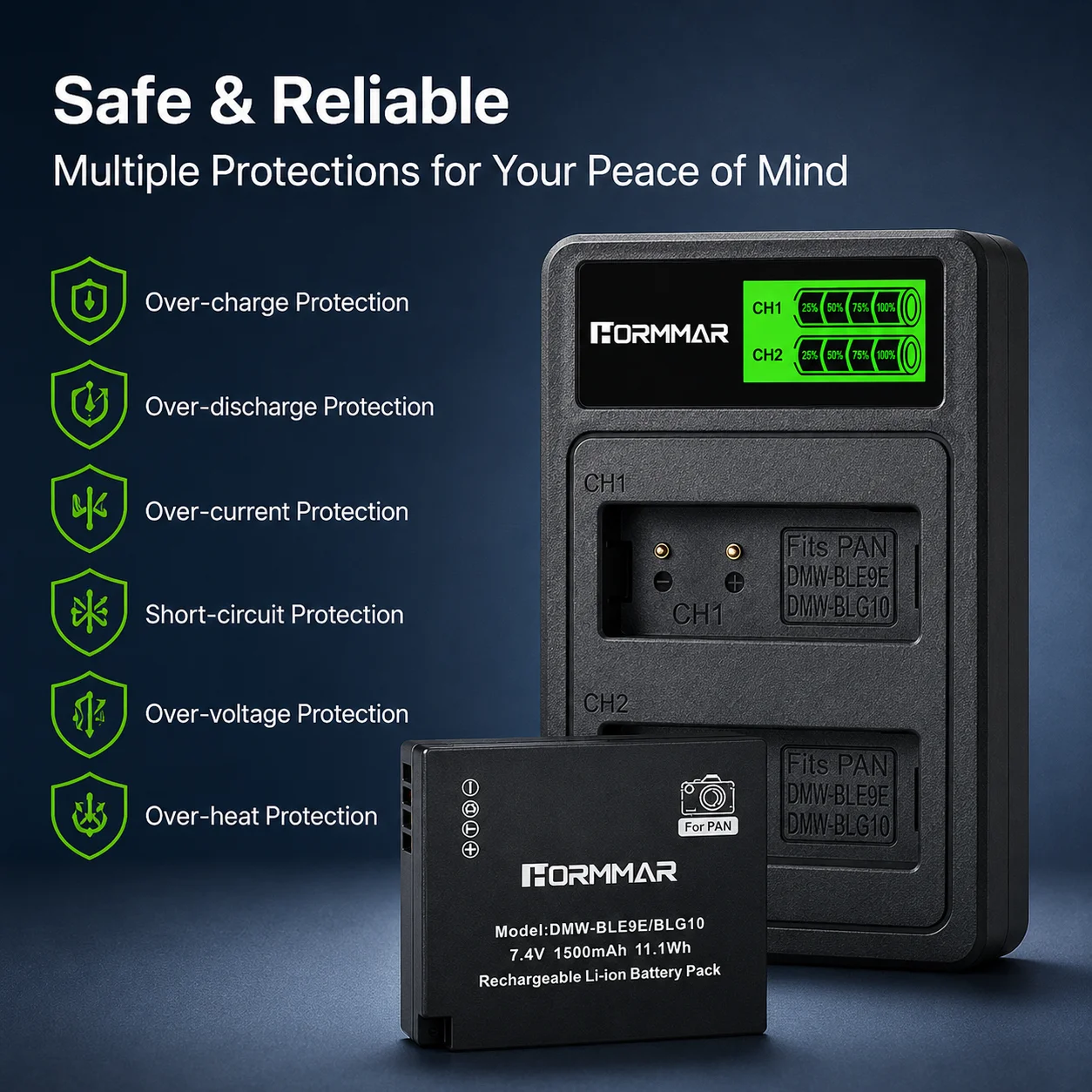 Фото Аккумулятор DMW-BLG10 DMW BLG10 BLE9 + двойное зарядное устройство USB Type-C для камер Panasonic Lumix GF5 GF6 GX7 GX80 GX85 LX100 DC-TZ99 №5