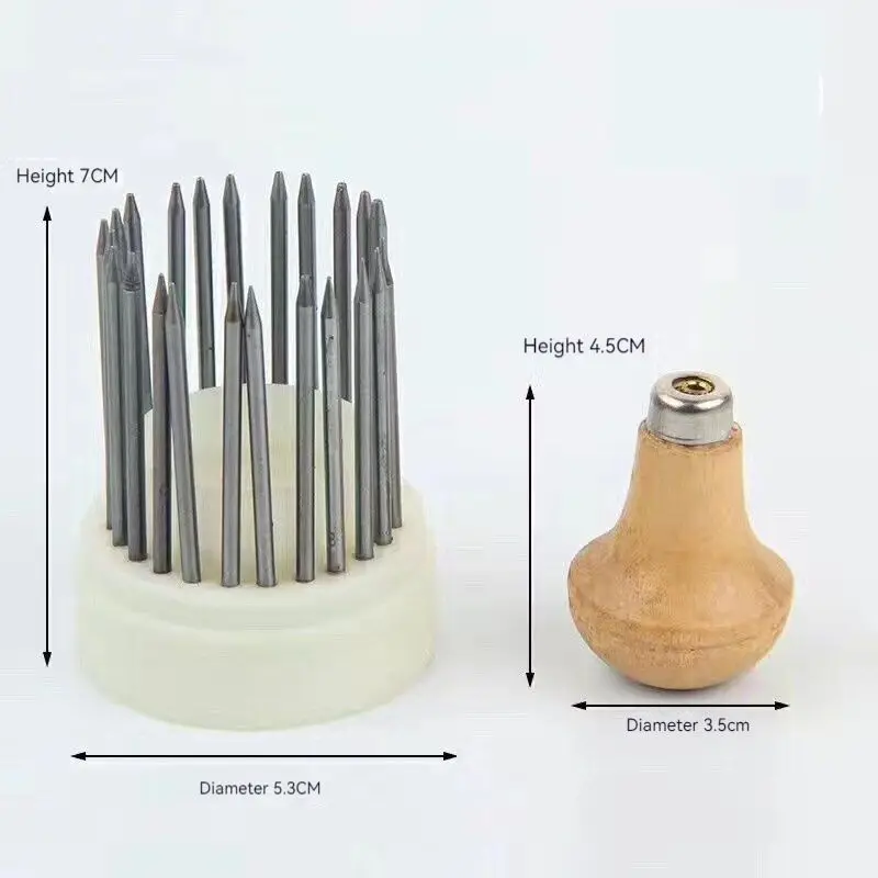 

Jewelry Tool 23pcs Bead Grain Tool Set Graver Beader with Graver Wood Handle for Goldsmith Diamond Stone Setting Graver Jeweler