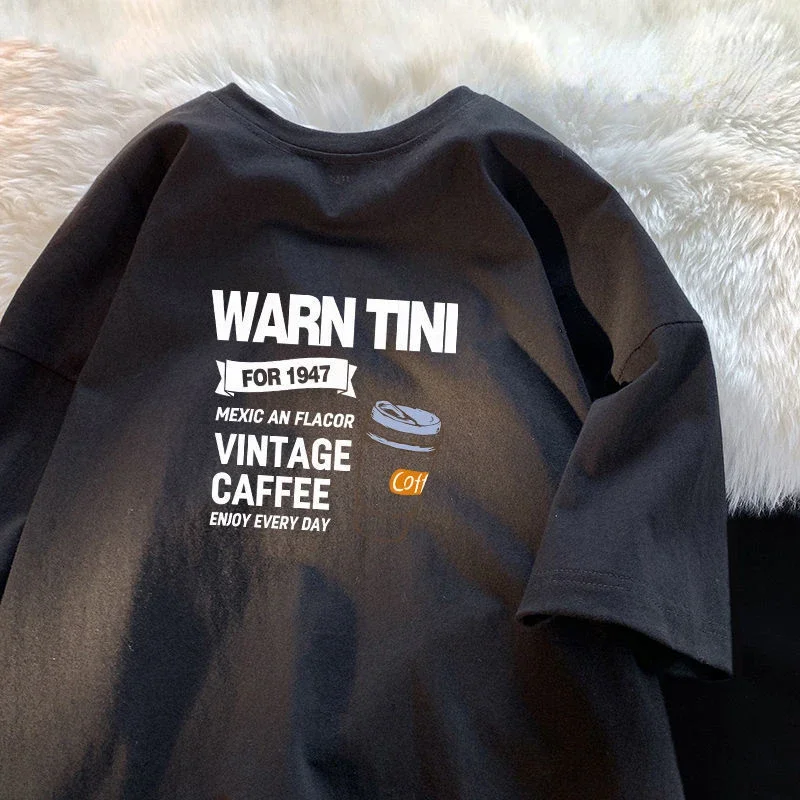 Хлопковый креативный топ в гонконгском стиле для мужчин и женщин с коротким