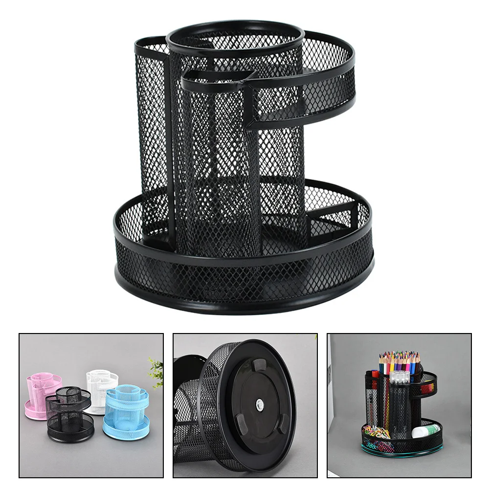 

Rotating Pen Holder 360° Tabletop Makeup Brush Container Degree Desktop Organizer Organizers Iron Stationery