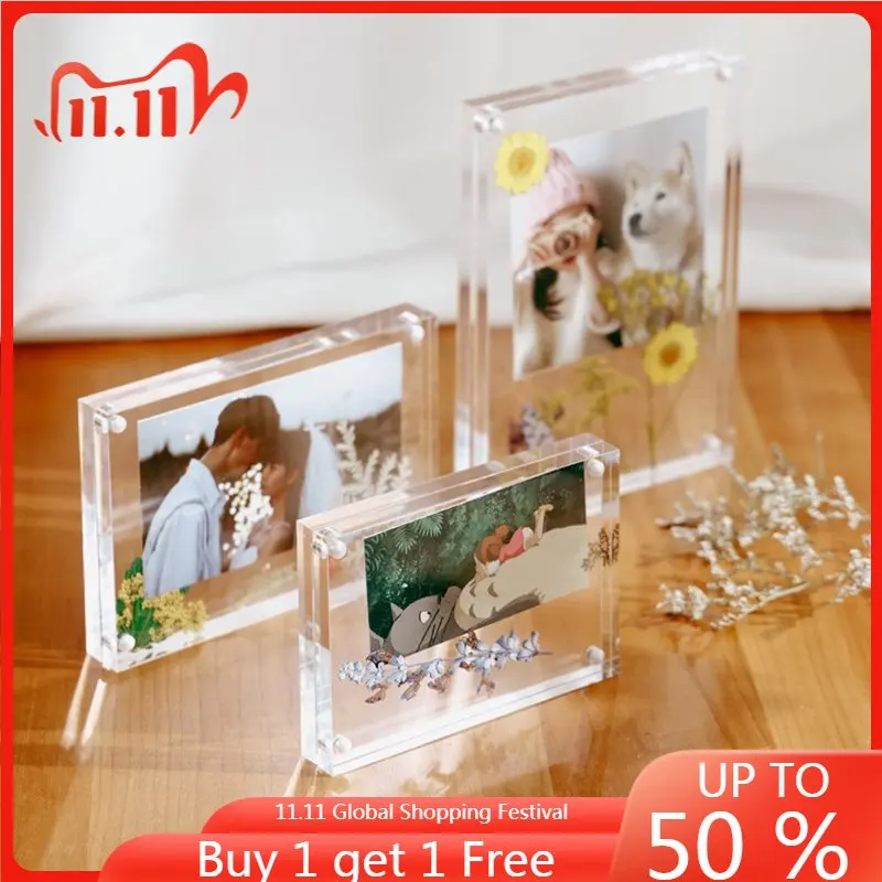 

Transparent Acrylic Picture Photo Frame Magnetic Photocard Holder Poster Display Stand Photo Protection Office Desktop Ornament