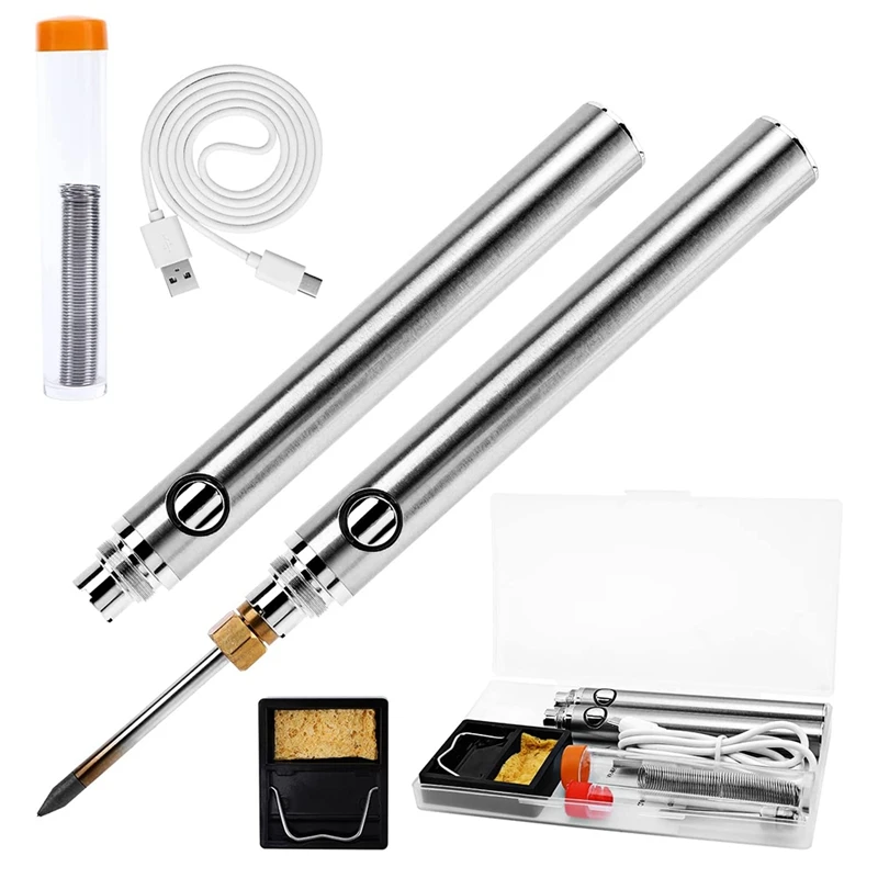 

Best 2 Pcs Cordless Soldering Iron Kit, USB Battery Powered Wireless Soldering Iron For Home Appliance Repair