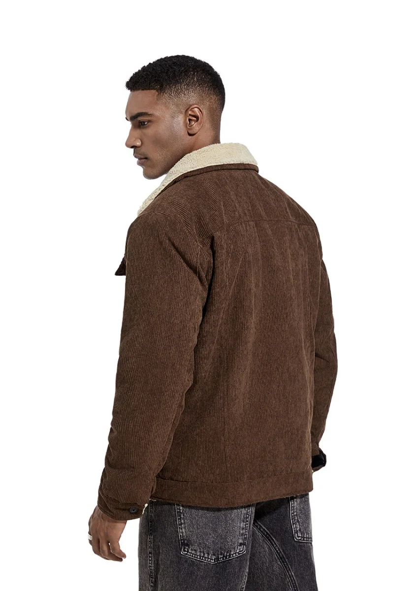 2024 зимняя новая мужская вельветовая и флисовая куртка модное повседневное