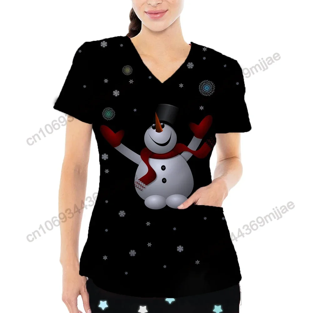 Женская футболка с V-образным вырезом карманами