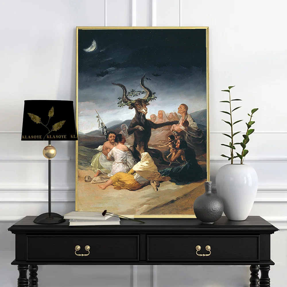 

Francisco Goya Vintage Poster Witches Sabbath Canvas Painting Devil Satan Horned Goat Wicca Wall Art Print Picture Home Decor