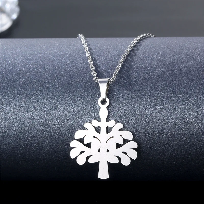 

316L Stainless Steel Necklace Hot Tree of Life Round Pendant Necklaces Bijoux Collier Elegant Women Girl Jewelry Gifts